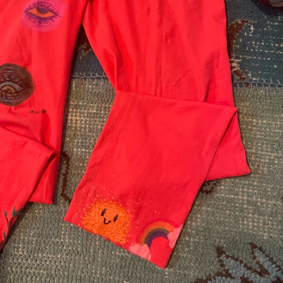 Hand painted straight legged bright coral BCBG Maxmara Slack size 8 - Picture 13 of 16